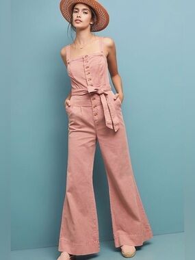 PILCRO blush pink dusty rose Desmond wide leg jumpsuit